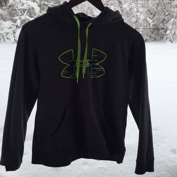 black and neon green under armour hoodie